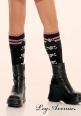 Leg Avenue: gambaletto nero/rosa con teschi.