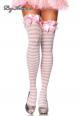 Leg Avenue: calze a righe con balza ricamata e fiocco.