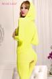 Music Legs: catsuit senza piede con cappuccio. Giallo acceso.