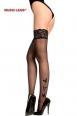 Music Legs: calze velate con disegno farfalle e strass. Rosso