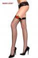 Music Legs: calze a rete con rosa sulla balza.
