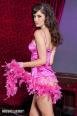 Music Legs: chemise fucsia in raso con inserti in pizzo.