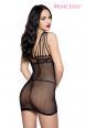 Music Legs: chemise a rete con ricami e spalline multiple.
