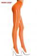 Music leg: collant arancioni con strisce e linee in rilievo.
