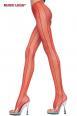 Music Legs: collant rosso a rete con righe di cucitura.