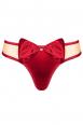 Tanga rosso con fiocco e tulle color pelle.
