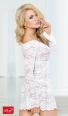 Chemise Lamia in pizzo a maniche lunghe. Bianco