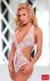 Softline - Body in pizzo con incrocio. Bianco