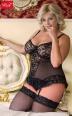 Guepiere e perizoma Estella Plus Size. Nero