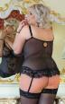 Guepiere e perizoma Estella Plus Size. Nero