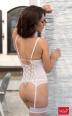 Softline - Guepiere Dottie con perizoma. Bianco