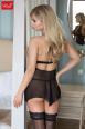 Babydoll in tulle con coppe in pizzo e fascia sottoseno.