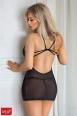 Chemise in tulle e pizzo con schiena scoperta. Nero.