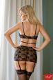 Set 3 pezzi in pizzo floreale. Nero.