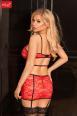 Set 3 pezzi in pizzo floreale. Rosso.
