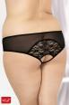 Softline - Slip neri aperti al cavallo con inserti in pizzo e fiocche