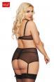 Intimo 3 pezzi DOLORES in tulle e pizzo. Plus Size