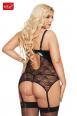 Guepiere JESSICA in pizzo e tessuto lucido. Plus size
