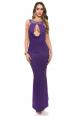 Abito lungo con scollo profondo e decorazioni sulla schiena. Viola