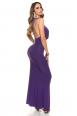 Abito lungo con scollo profondo e decorazioni sulla schiena. Viola