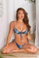 Bikini blu petrolio a triangolo con slip brasiliano