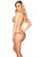 Bikini Leopardato con Scollo a V e Dettagli Oro
