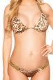 Bikini Leopardato con Scollo a V e Dettagli Oro