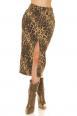 Gonna midi in tessuto denim leopardato con spacco.