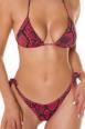Bikini set 2 pezzi brasiliana con motivo pitonato. Rosso