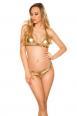 Bikini oro con stampa animalier e spilla decorativa