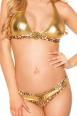 Bikini oro con stampa animalier e spilla decorativa