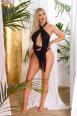 Monokini nero girocollo con cut-out e nodo frontale