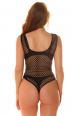 Body in rete con scollatura e decorazioni. Nero