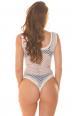Body in rete con scollatura e decorazioni. Bianco