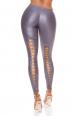 Leggings effetto bagnato con allacciatura posteriore. Grigio.