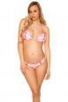 Bikini bianco e rosa a righe con bottoni decorativi