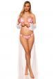 Bikini bianco e rosa a righe con bottoni decorativi