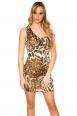 Mini abito monospalla con pietre decorative. Leopardato.