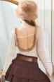 Maglia Beige con Dettagli in Pelliccia Sintetica