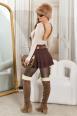 Maglia Beige con Dettagli in Pelliccia Sintetica