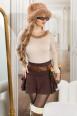 Maglia Beige con Dettagli in Pelliccia Sintetica