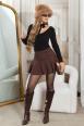 Maglia Nera con Scollo a V e Collarino da Legare