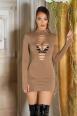 Miniabito Cappuccino con Cut-Out Anteriore