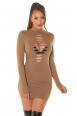 Miniabito Cappuccino con Cut-Out Anteriore