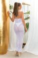 Abito Lungo Copricostume Bianco Trasparente con Allacciatura