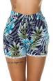 Shorts moda mare vita alta con stampa tropicale.