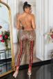 Leggings leopardati effetto bagnato con lacci posteriori
