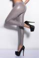 Leggings grigi effetto lucido con zip frontale