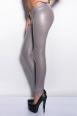 Leggings grigi effetto lucido con zip frontale