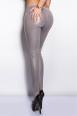 Leggings grigi effetto lucido con zip frontale